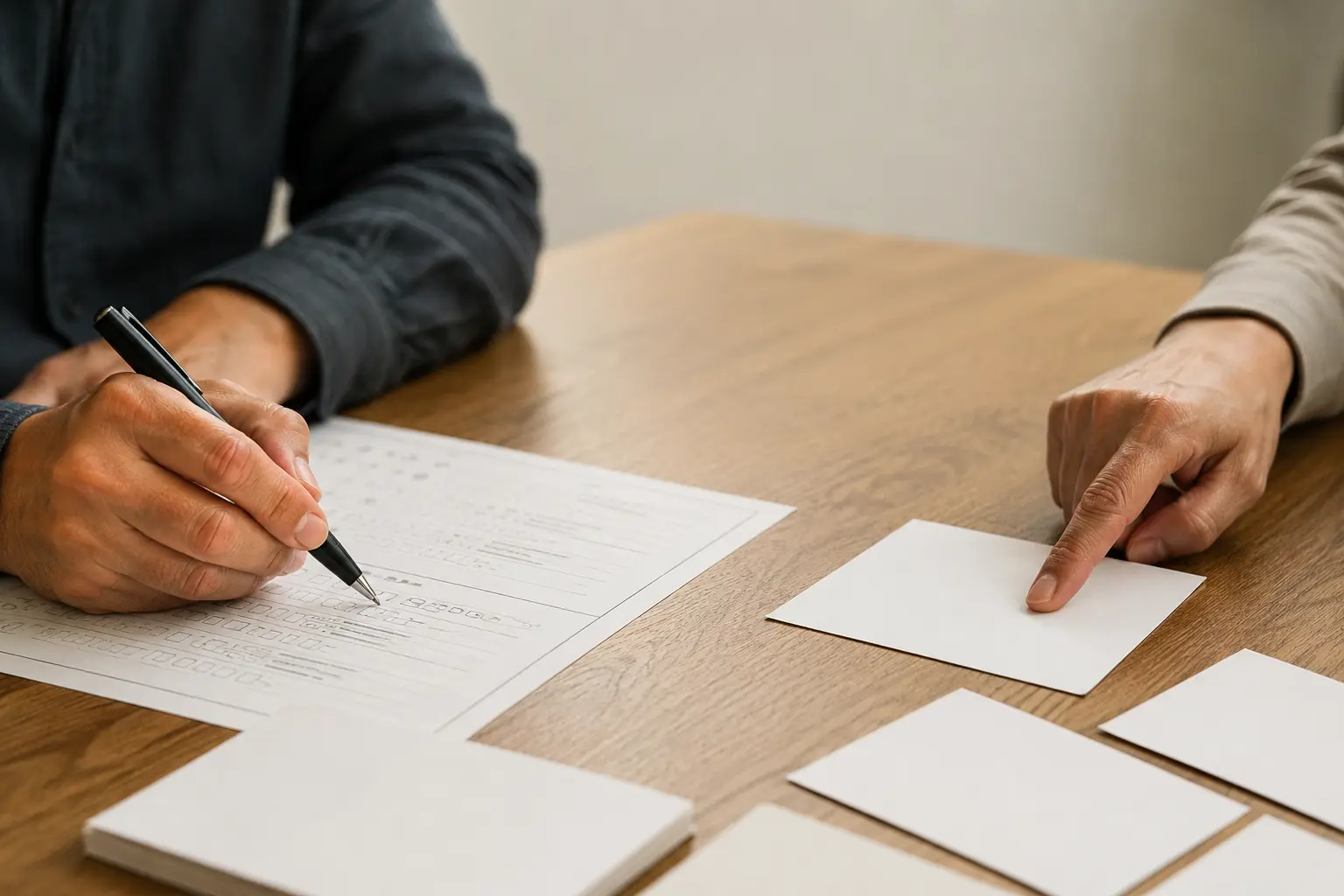 Two participants working through a training exercise